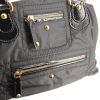 Tod's Luna handbag in black canvas and black patent leather - Detail D4 thumbnail
