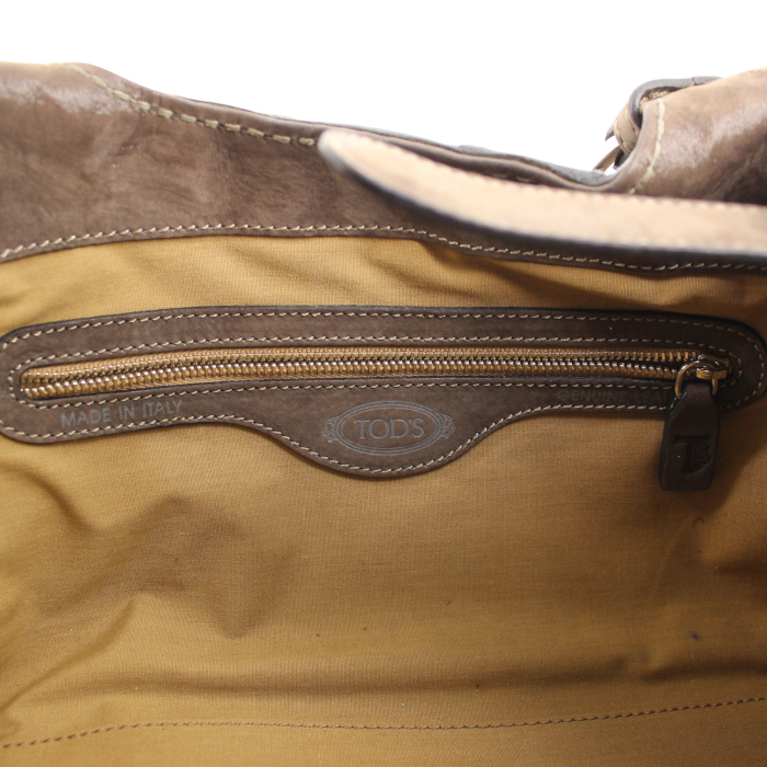 Sac à main Tod's en cuir marron - Detail D3