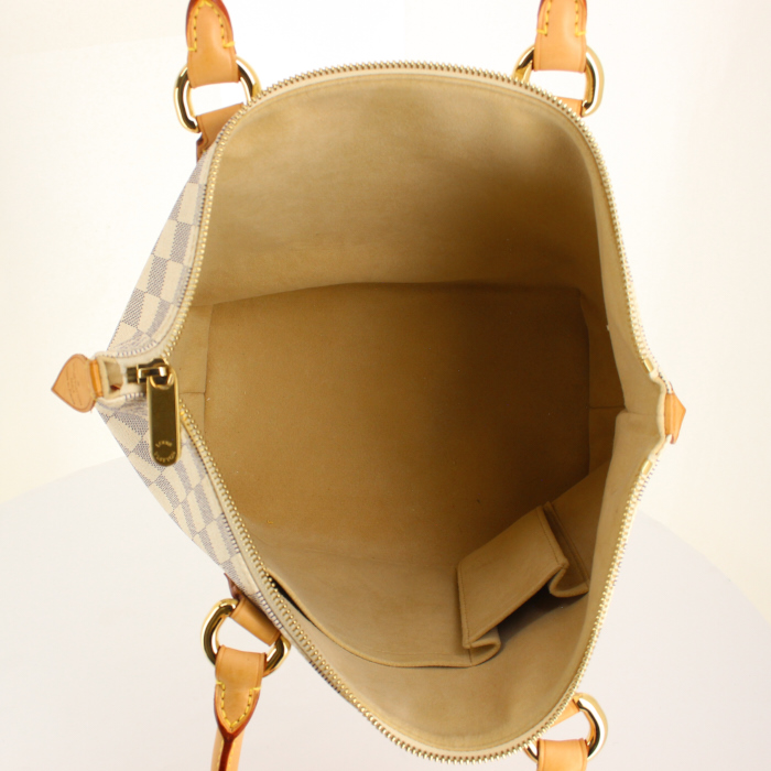 Borsa Louis Vuitton in tela a scacchi e pelle naturale - Detail D2