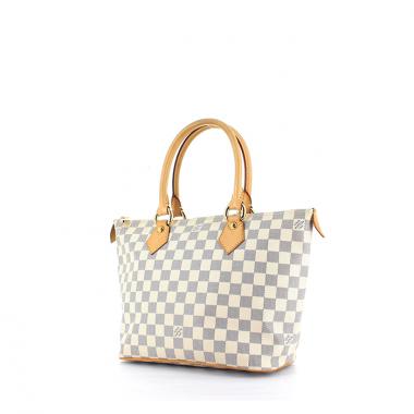 Sac à main Louis Vuitton en toile damier azur et cuir naturel