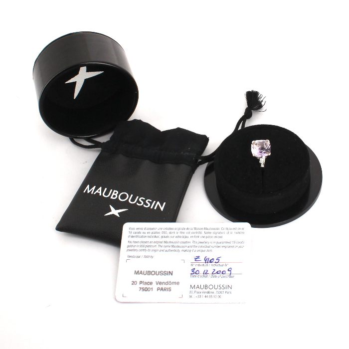 Sortija Mauboussin Gueule d'Amour en oro blanco y diamantes y en amatista - Detail D2