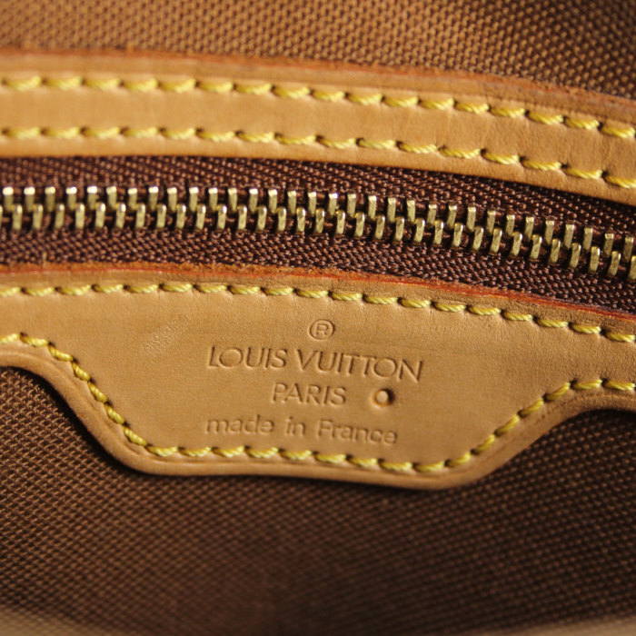 Sac à main Louis Vuitton en toile monogram et cuir naturel - Detail D3