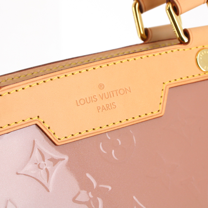 Borsa in pelle verniciata monogram rosa e pelle naturale - Detail D4