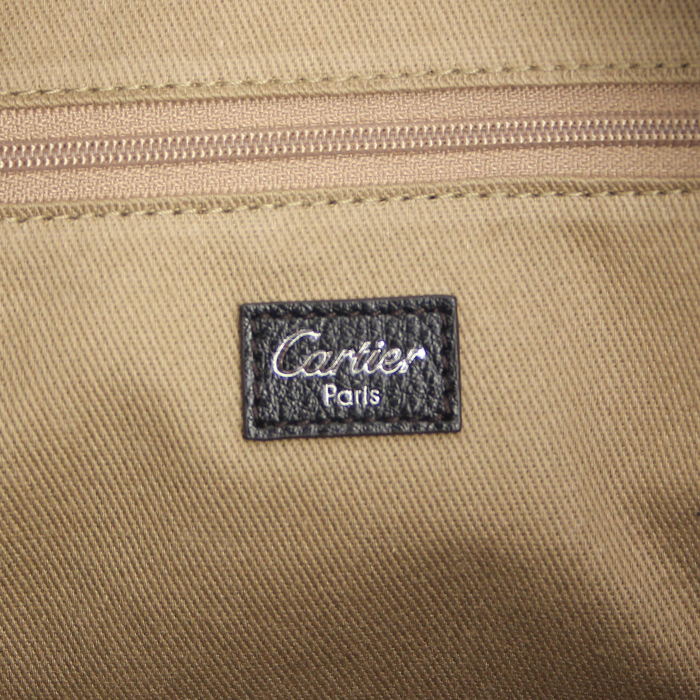 Cartier Marcello handbag in black grained leather - Detail D4