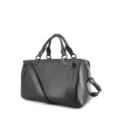 Borsa Marcello in pelle martellata nera