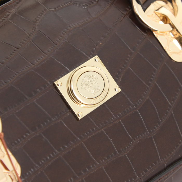 Versace handbag in brown leather - Detail D4