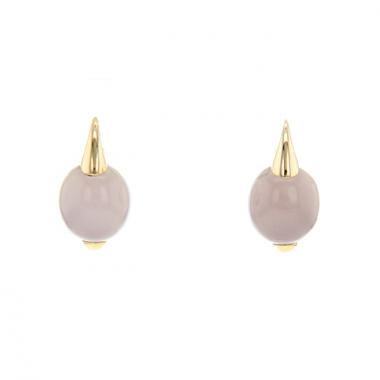 Orecchini Pomellato Luna modello piccolo in oro rosa e quarzo rosa