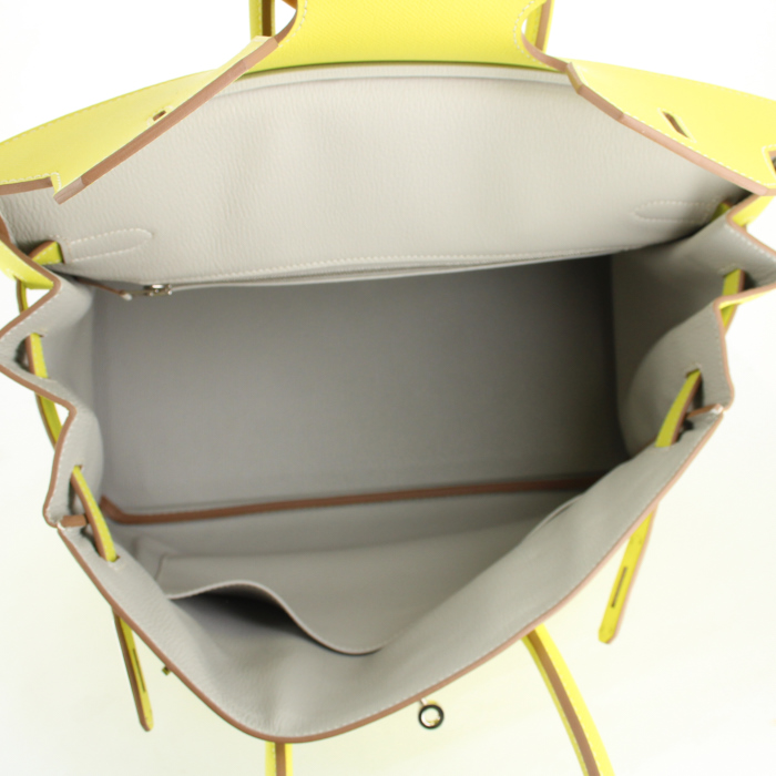 Sac à main Hermes Birkin 35 cm en cuir epsom vert - Detail D2