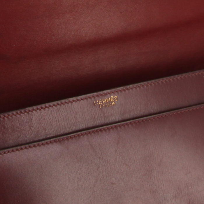 Hermes Cordeliere handbag in burgundy box leather - Detail D3
