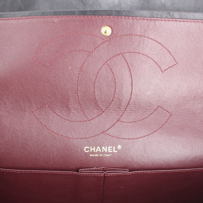Chanel 2.55 handbag in black quilted leather - Detail D4