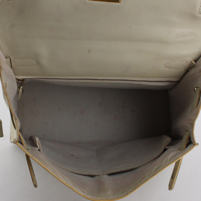 Hermes Kelly 28 cm handbag in white box leather - Detail D2