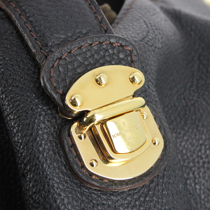 Borsa in pelle nera con motivo forato - Detail D4