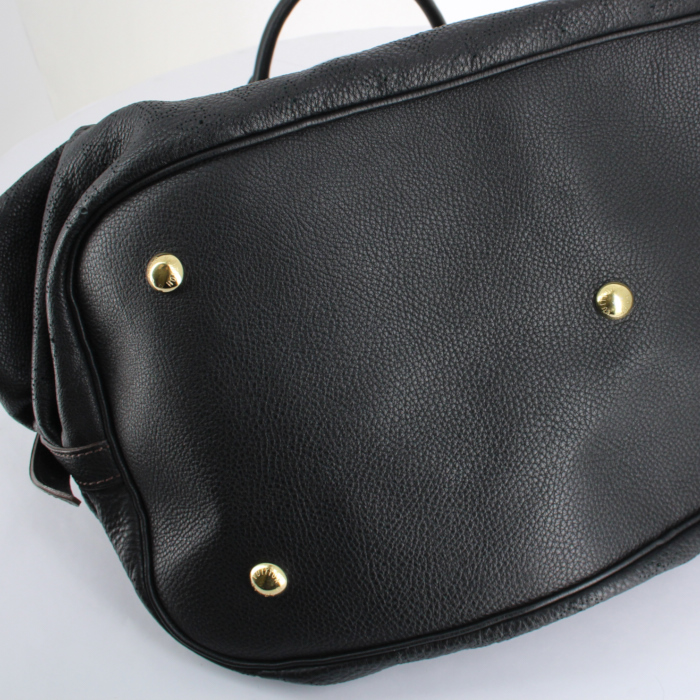 Borsa in pelle nera con motivo forato - Detail D5