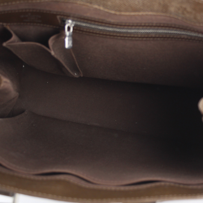 Louis Vuitton Kazbek shopping bag in brown taiga leather and brown leather - Detail D2