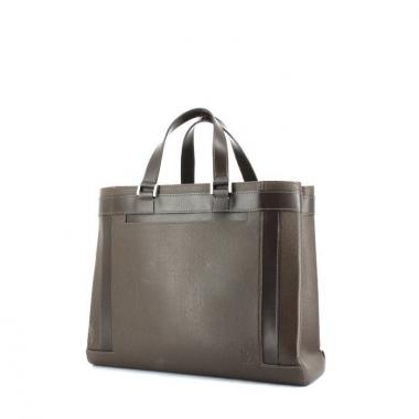Shopping bag Louis Vuitton Kazbek in pelle taiga marrone e pelle marrone