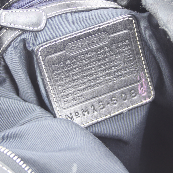 Shopping bag in tela monogram nera e pelle nera - Detail D3