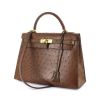 Hermes Kelly 32 cm handbag in brown ostrich leather - 00pp thumbnail