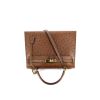 Hermes Kelly 32 cm handbag in brown ostrich leather - 360 Front thumbnail
