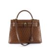 Hermes Kelly 32 cm handbag in brown ostrich leather - 360 thumbnail