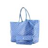 Shopping bag Saint-Louis in tela monogram cerata blu e pelle blu - 00pp thumbnail
