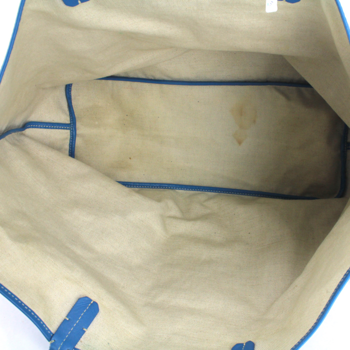 Sac cabas Goyard Saint-Louis en toile monogram enduite bleue et cuir bleu - Detail D2