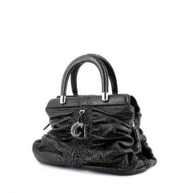 Bolso de mano Dior en cuero granulado negro