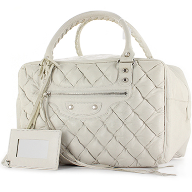Bolso de mano Balenciaga  Motocross en cuero acolchado blanco