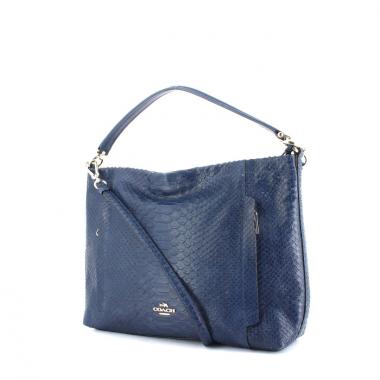 Borsa in pelle blu in simil-tartaruga