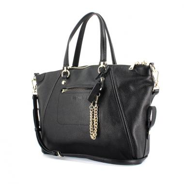 Borsa in pelle martellata nera