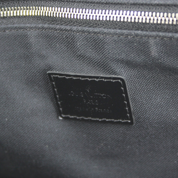 Borsa da viaggio in pelle nera e tela cerata con motivo a scacchi - Detail D4