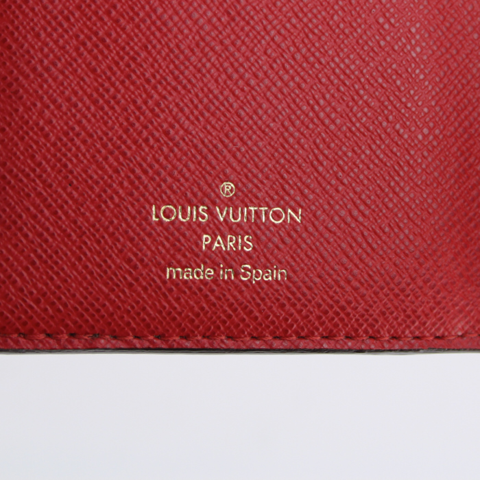 Porte-monnaie Louis Vuitton en toile damier enduite marron modèle Joey - Detail D3
