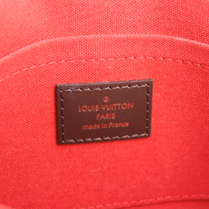 Bolso de mano Louis Vuitton Favorite en lona a cuadros ébano y cuero marrón - Detail D4