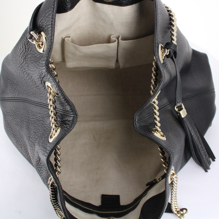 Shopping bag Soho in pelle martellata nera - Detail D2