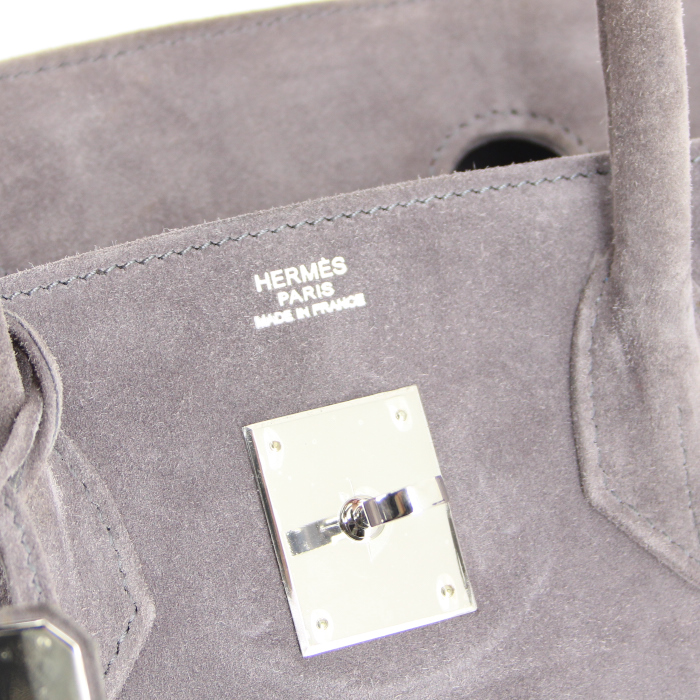 Sac à main Hermes Birkin 30 cm en veau doblis gris - Detail D3