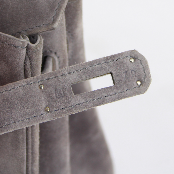 Borsa Birkin 30 cm in pelle di vitello doblis grigio - Detail D4