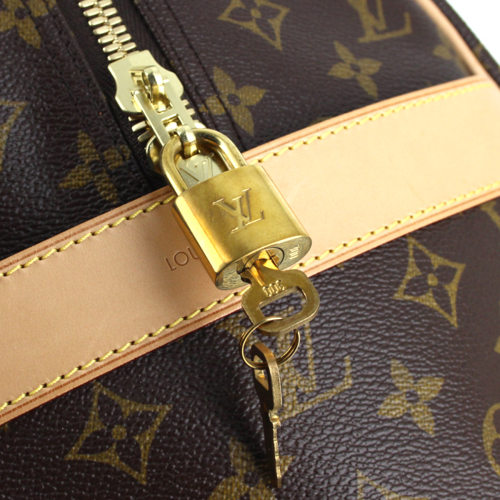 Louis Vuitton Carryall travel bag in monogram canvas and natural leather - Detail D4