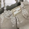 Bolso de mano Fendi en lona de lino beige y cuero blanco - Detail D4 thumbnail