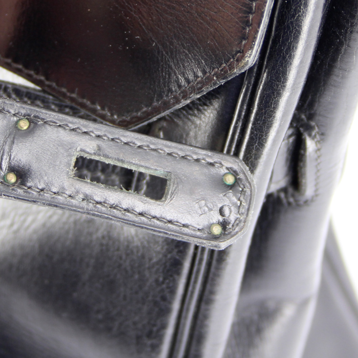 Hermes Monaco handbag in black box leather - Detail D4