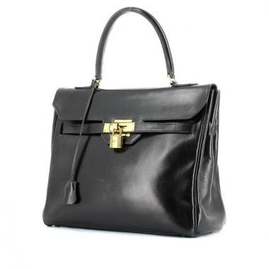 Hermes Monaco handbag in black box leather