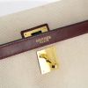 Hermes Kelly 32 cm handbag in beige canvas and burgundy leather - Detail D3 thumbnail