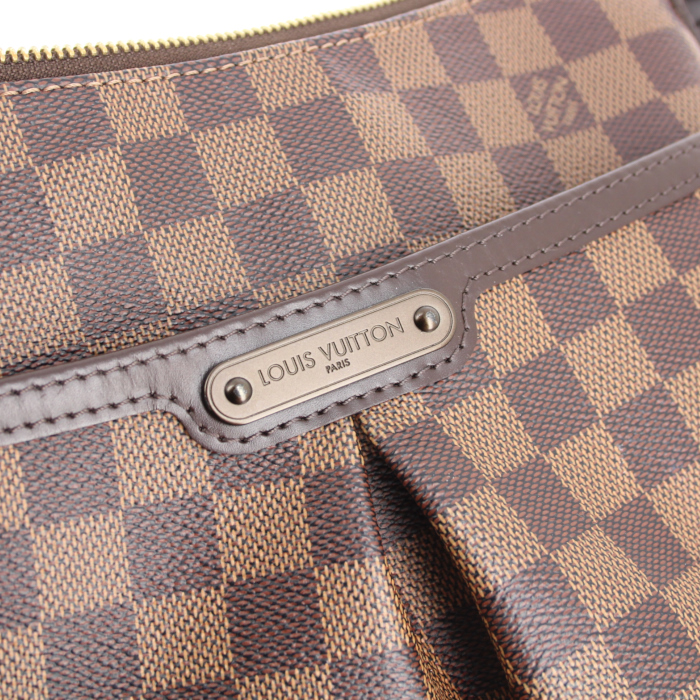 Bolso zurrón Louis Vuitton en lona a cuadros ébano y cuero marrón - Detail D3
