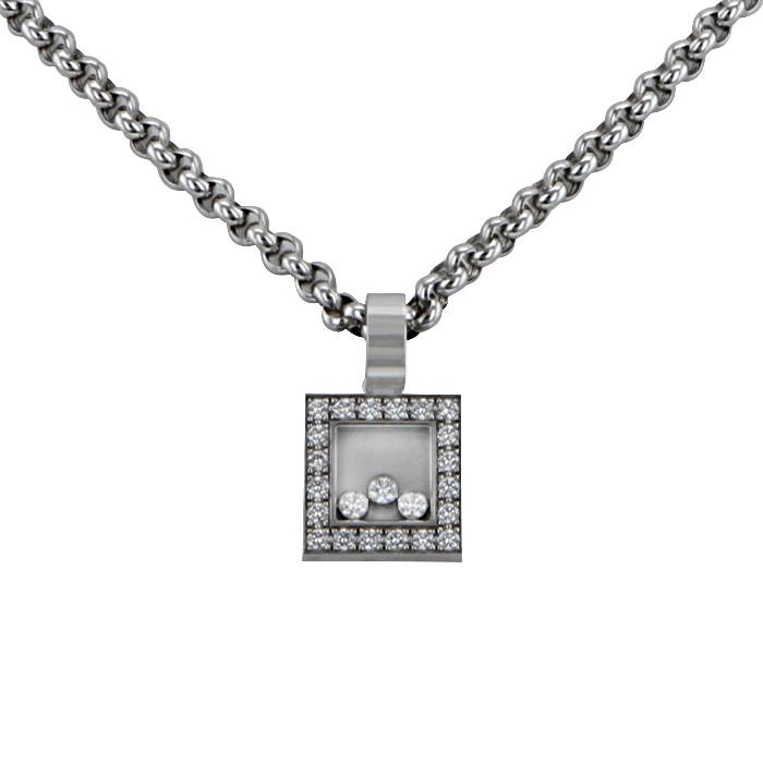 Collana Chopard Happy Diamonds Icon modello grande in oro bianco e diamanti