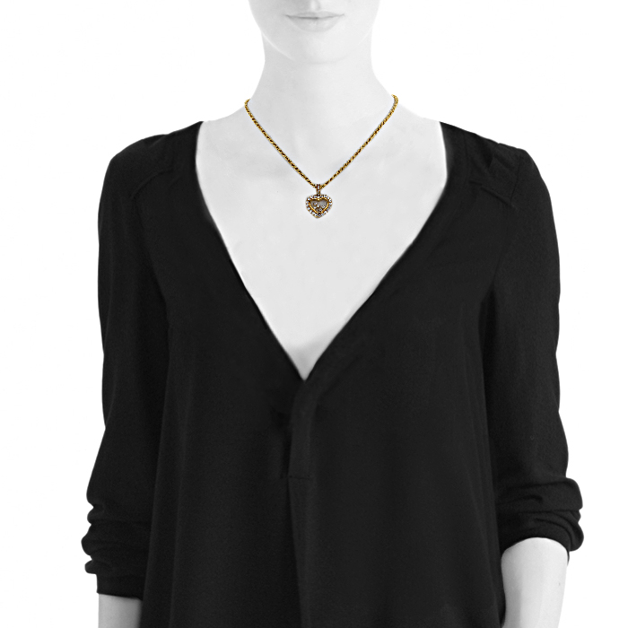Collier Chopard Happy Diamonds grand modèle en or jaune et diamants - Detail D1