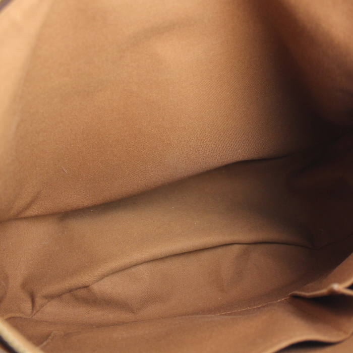 Borsa in tela monogram cerata e pelle naturale - Detail D2