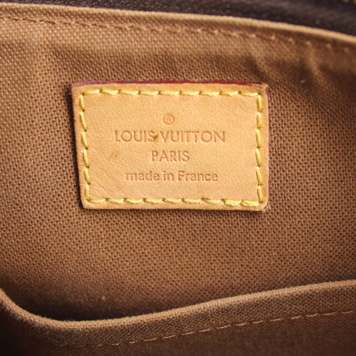 Borsa in tela monogram cerata e pelle naturale - Detail D3