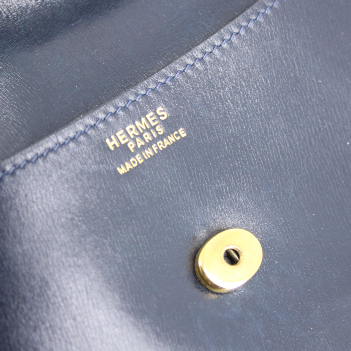 Pochette in pelle blu marino - Detail D3