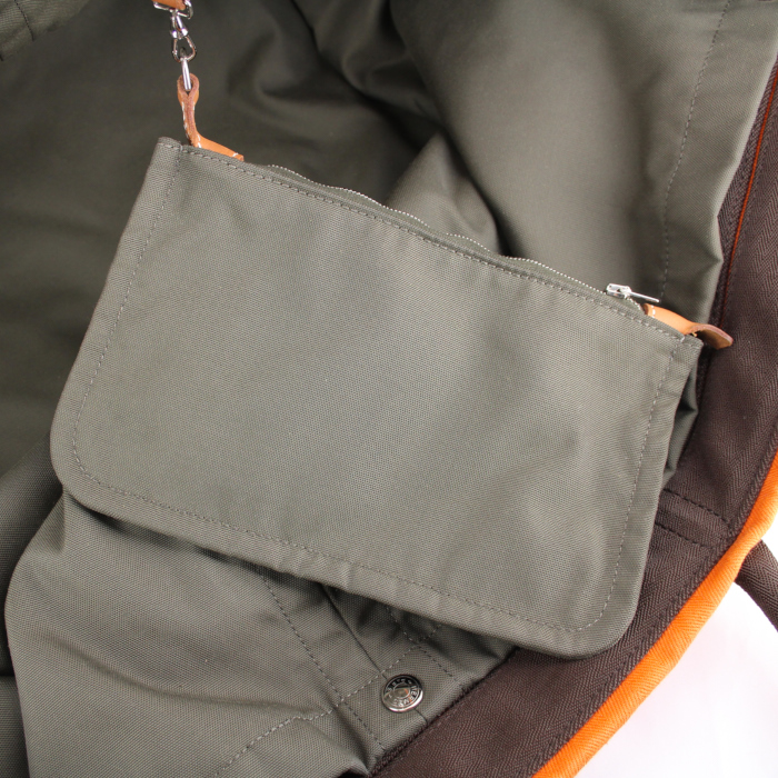 Hermes Sellier shopping bag in orange and brown canvas - Detail D4