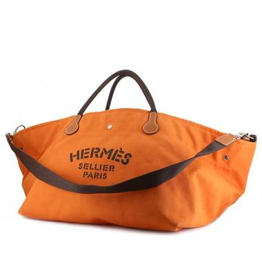 Bolso Cabás Hermes Sellier en lona naranja y marrón