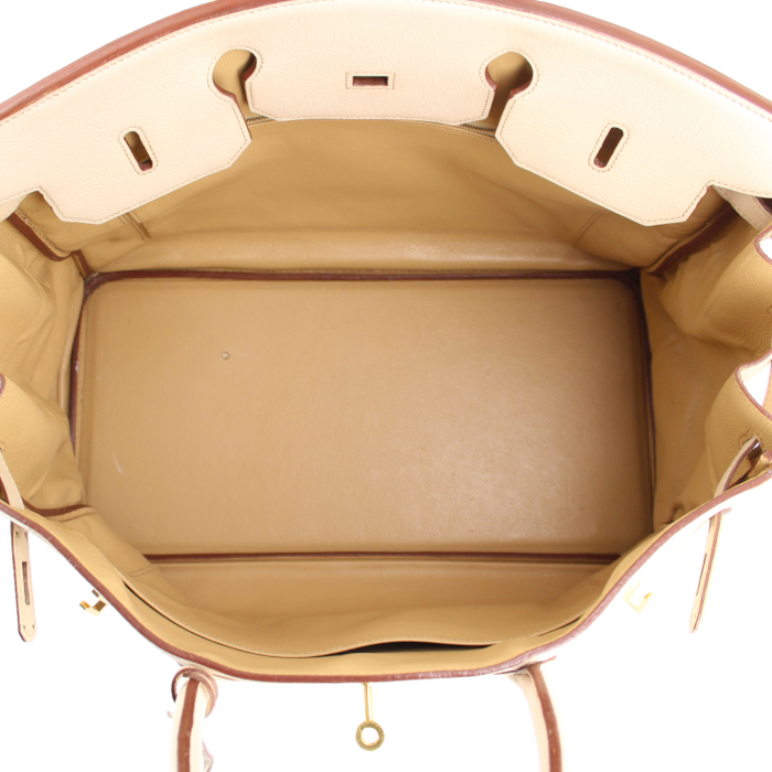 Borsa Birkin 40 cm in pelle togo beige rosato - Detail D2