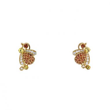 Pendientes Chaumet Bee my Love en oro amarillo,  zafiros naranjas y zafiros amarillos y en diamantes